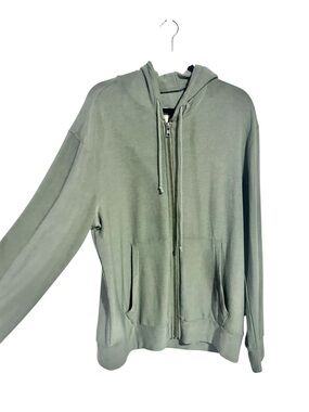 Chaser Men's Olive Green Zip Front Hoodie with Logo Patch